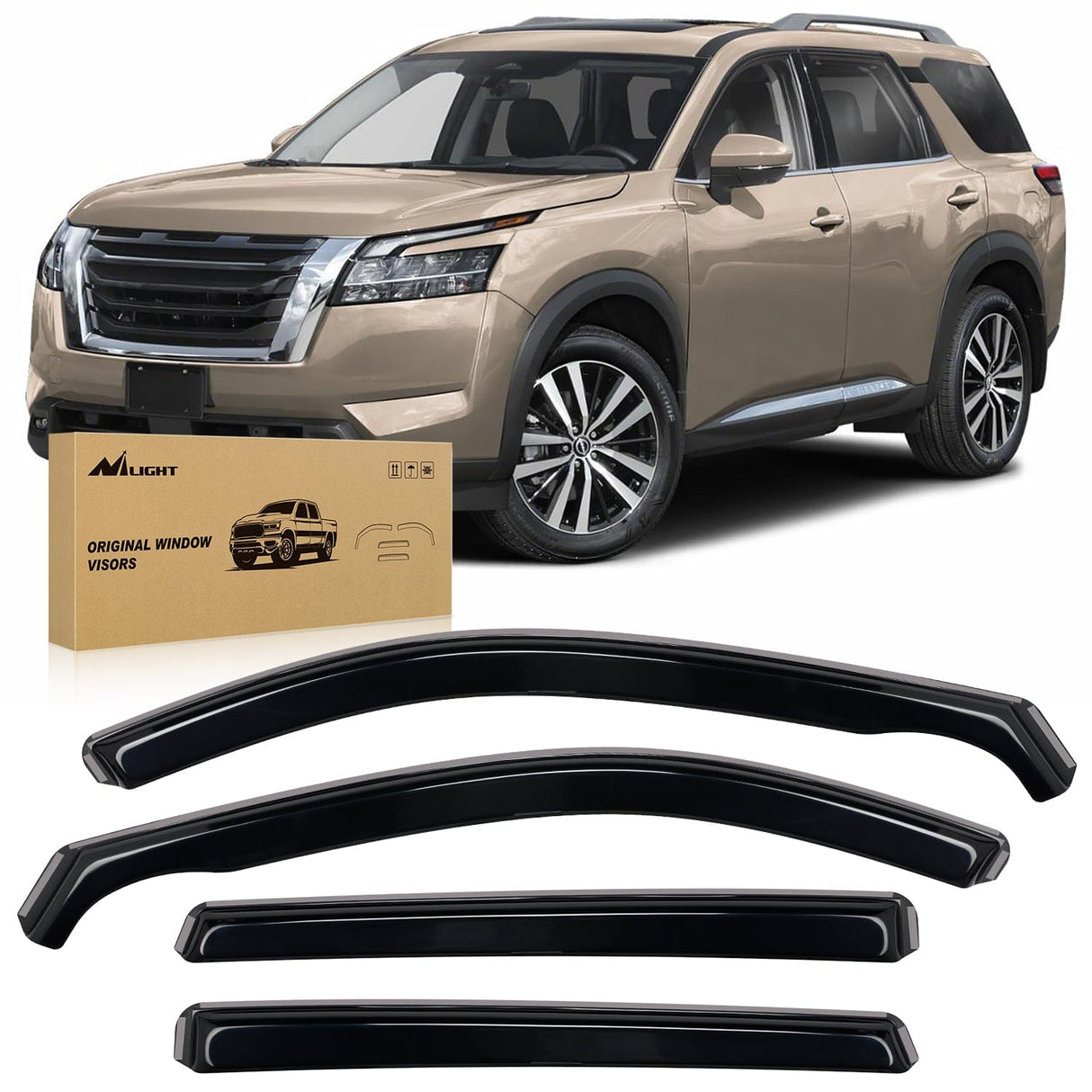 Rain Guards Window Visors for Pathfinder 2022 2023 2024 2025(Not fit Rock Creek), Original Rain Guards, Window Deflectors-4PCS