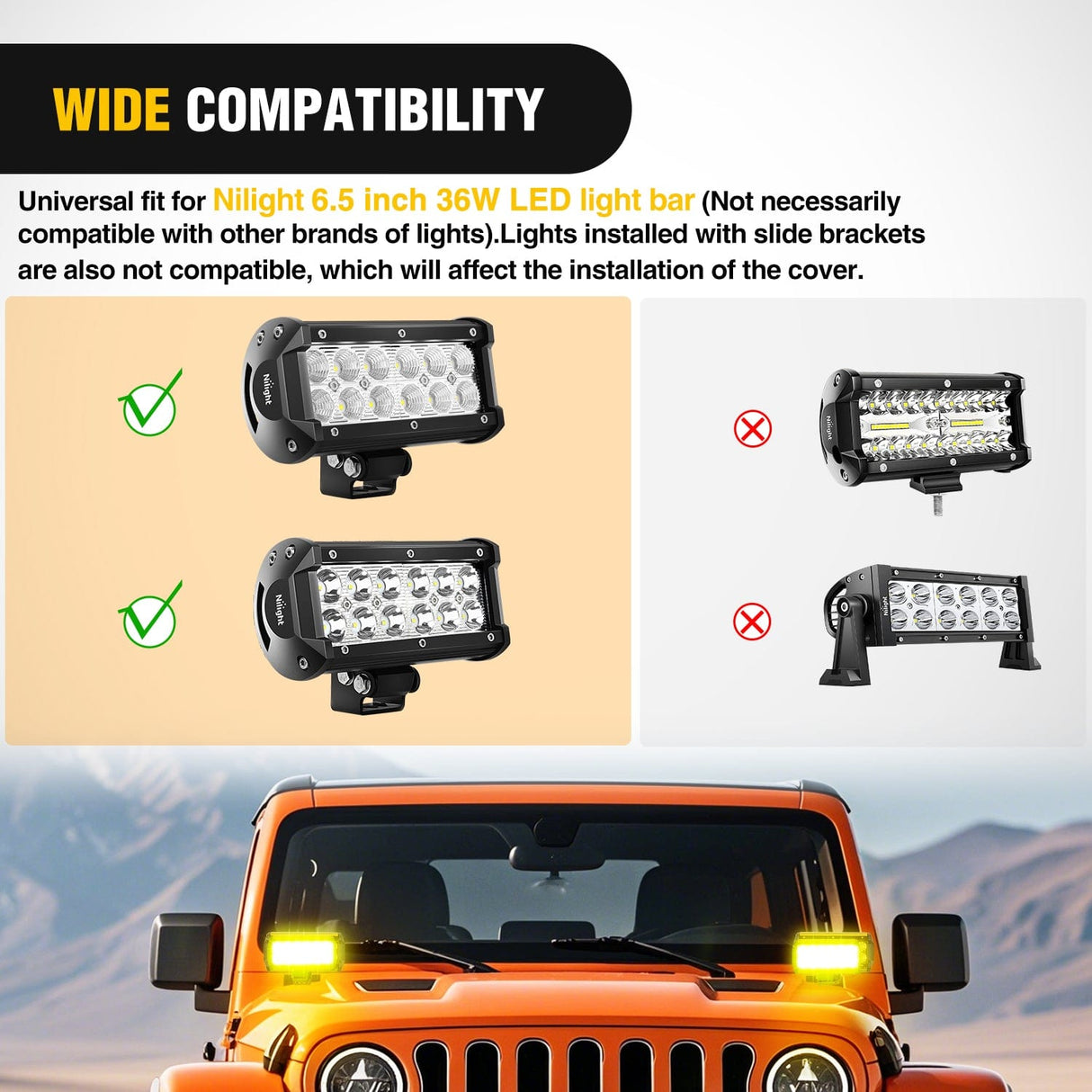 light cover 2Pcs 6.5 inch Amber Light Bar Cover