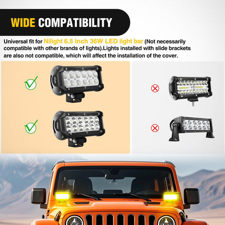light cover 2Pcs 6.5 inch Amber Light Bar Cover