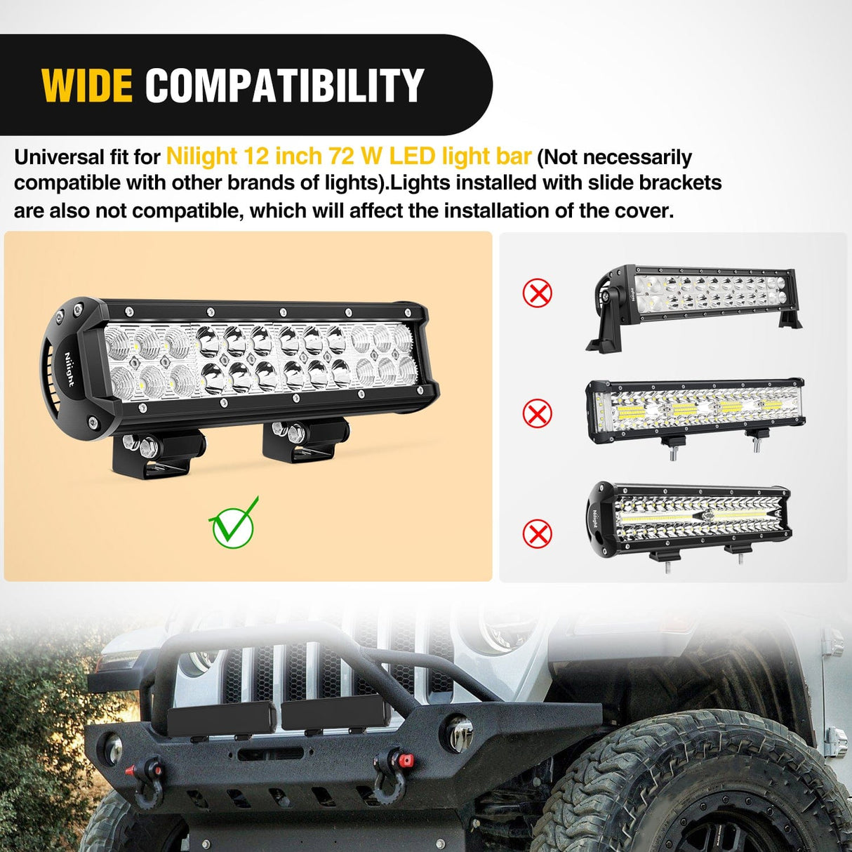 light cover 2Pcs 12 inch Black Light Bar Cover