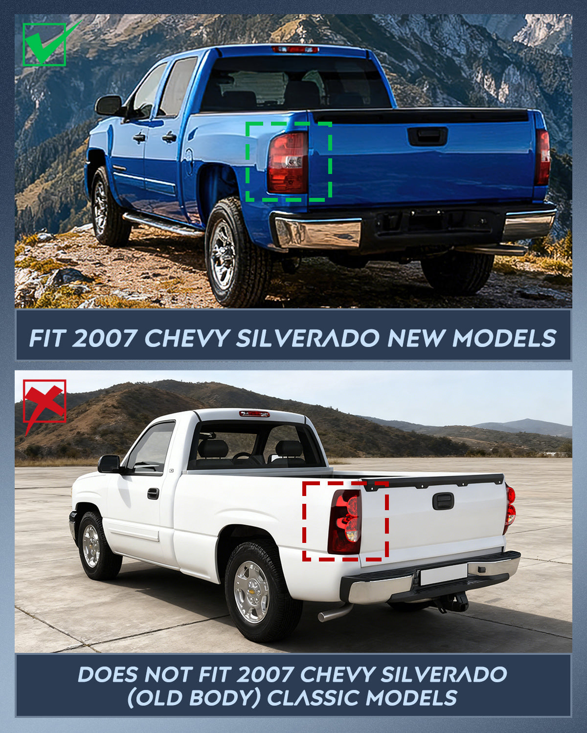 Headlight and Taillight Assembly Compatible with 2007 2008 2009 2010 2011 2012 2013 Silverado 1500 2007-2014 Silverado 2500HD 3500HD Chrome Housing Amber Reflector with Red Housing Tail Light