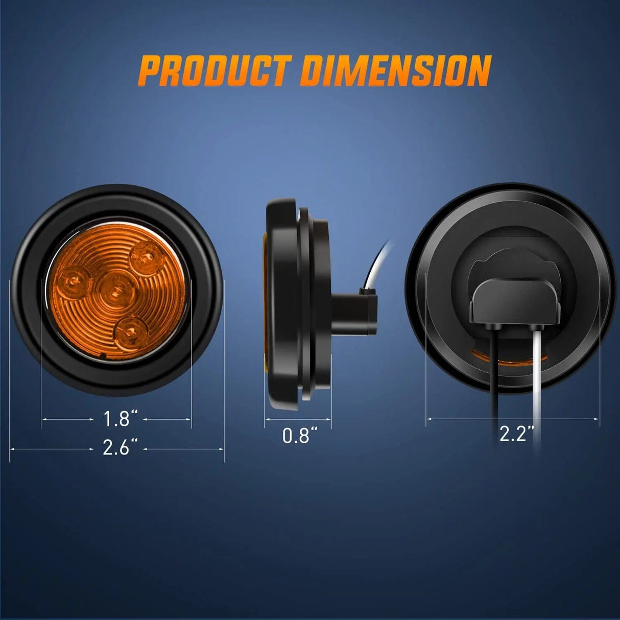 Side Marker Clearance Lights 2 Inch Amber Round Side Marker Light (5 Pcs)