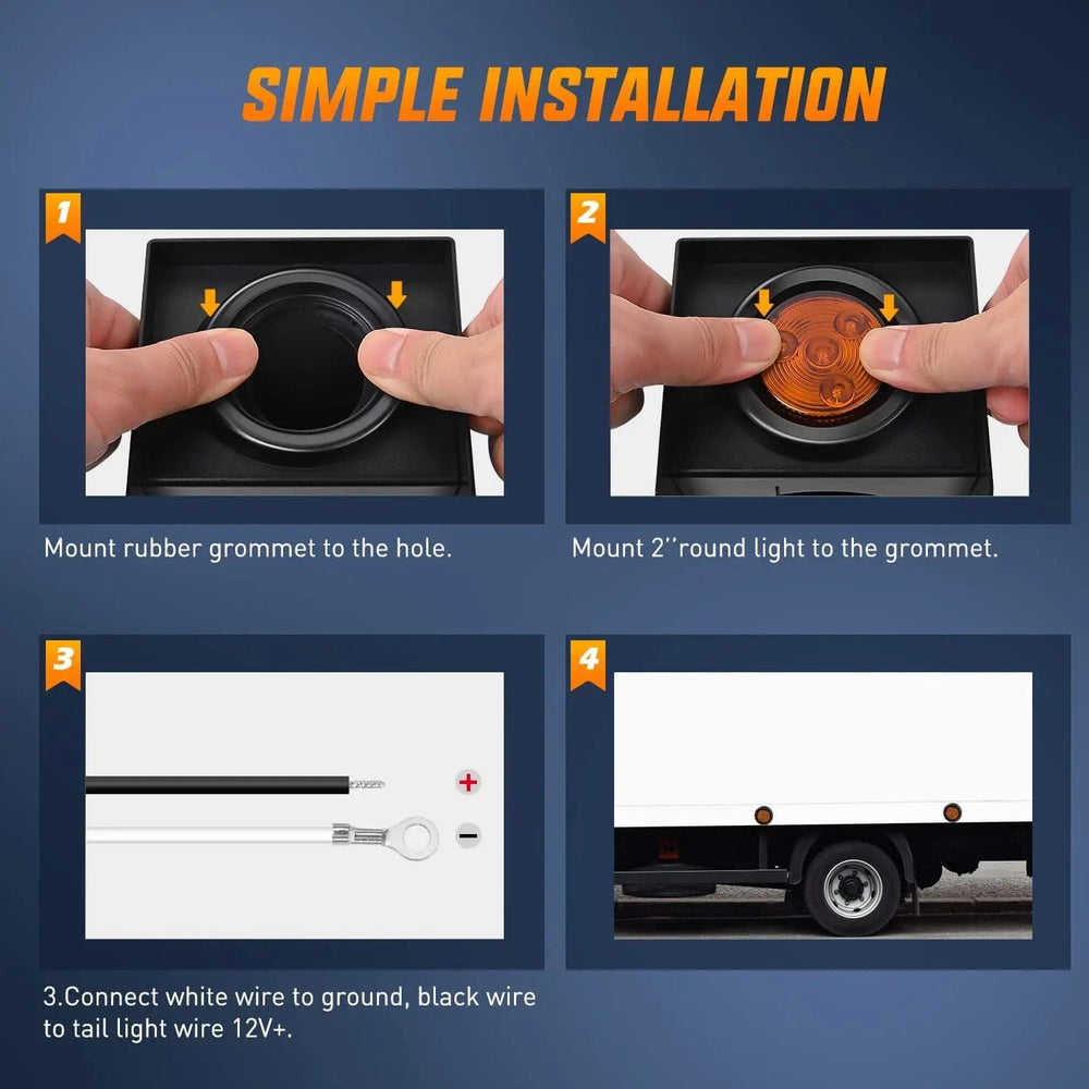 Side Marker Clearance Lights 2 Inch Amber Round Side Marker Light (5 Pcs)