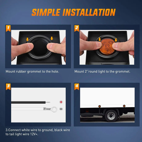 Side Marker Clearance Lights 2 Inch Amber Round Side Marker Light (5 Pcs)