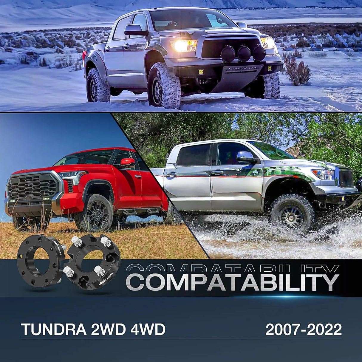 2 Inch Tundra Leveling Lift Kit for 4x4 4x2 2007-2022 TUNDRA 2WD 4WD Front Raise Suspension Strut Spacers Nilight
