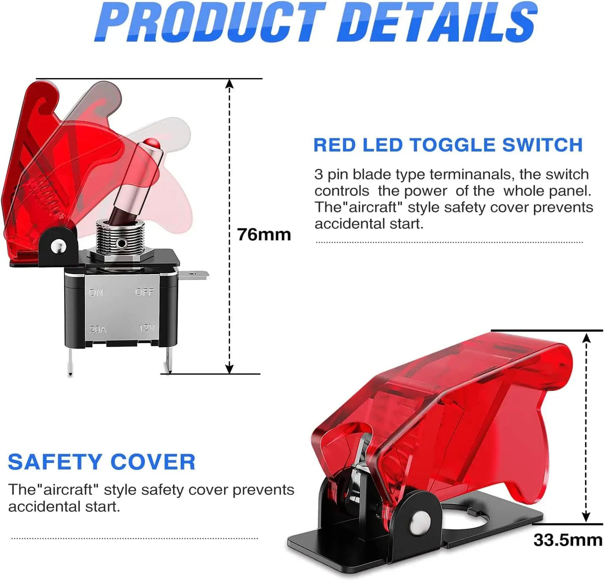 Rocker Switch 2 in 1 Racing Car Ignition Rocker Switch Panel