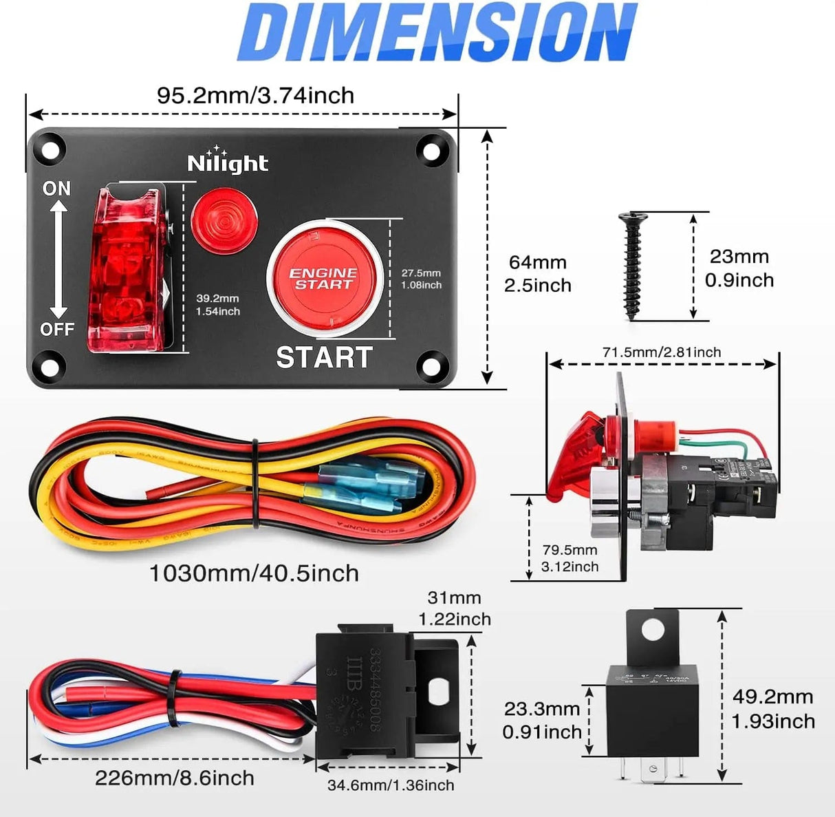 Rocker Switch 2 in 1 Racing Car Ignition Rocker Switch Panel