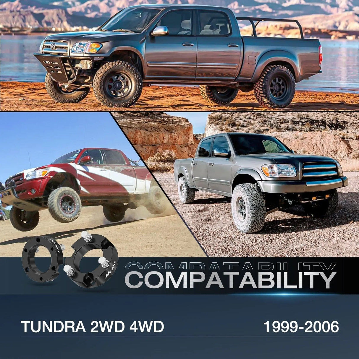 Leveling Kit 2 inch Leveling Lift Kit For 1999 2000 2001 2002 2003 2004 2005 2006 Toyota Tundra 2WD 4WD Front Raise Suspension Strut Spacers