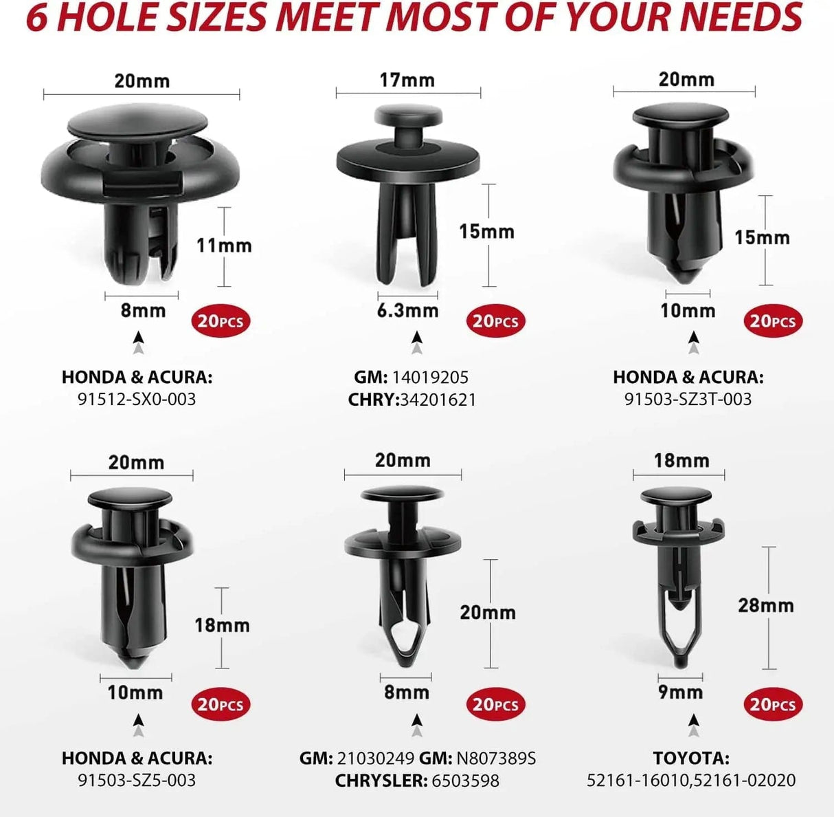 retainer clips 200 Pcs Trim Removal Tool Kit Red