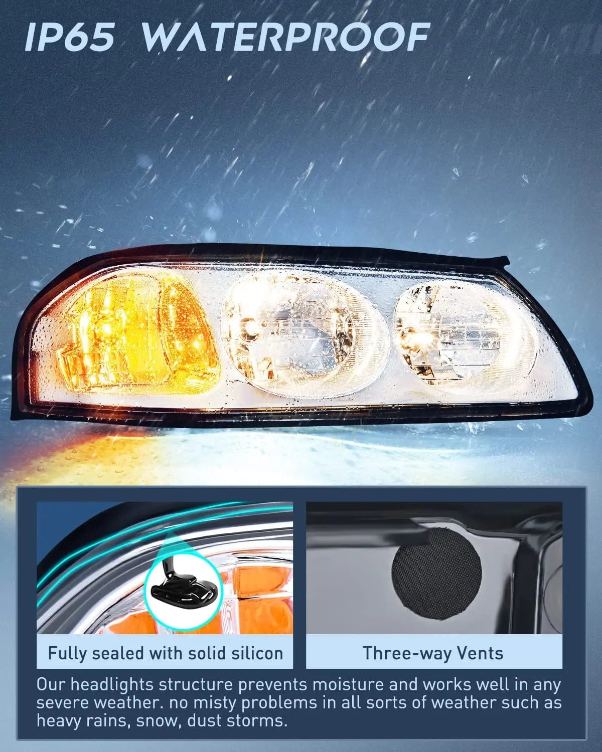 Headlight Assembly 2000 2001 2002 2003 2004 Chevy Impala Headlight Assembly Chrome Case Amber Reflector