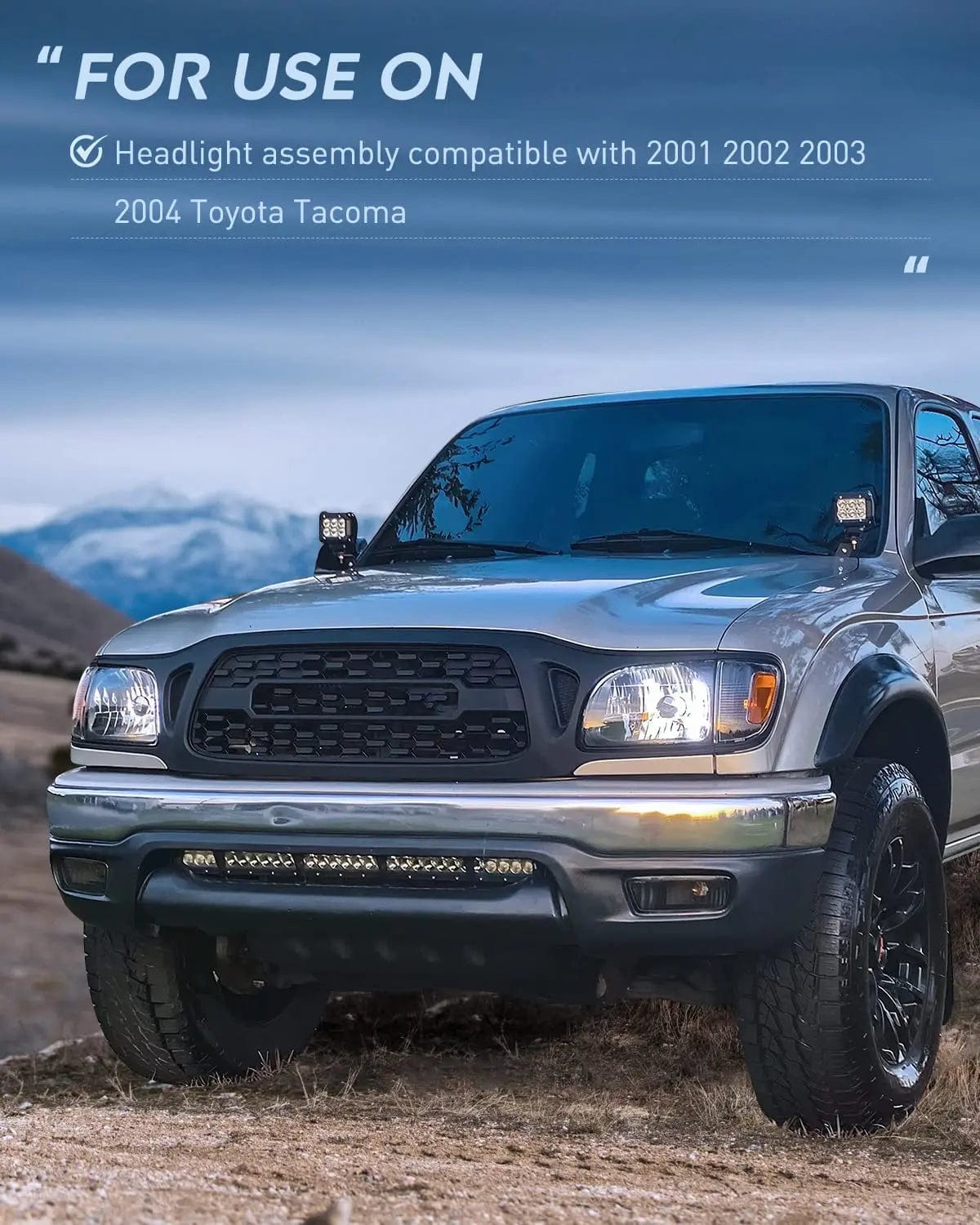 Headlight Assembly 2001 2002 2003 2004 Toyota Tacoma Headlight Assembly Black Case Amber Reflector