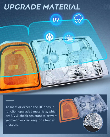 Headlight Assembly 2001 2002 2003 2004 2005 2006 2007 2008 2009 2010 2011 2011 Ford Ranger Headlight Assembly Chrome Case Amber Reflector