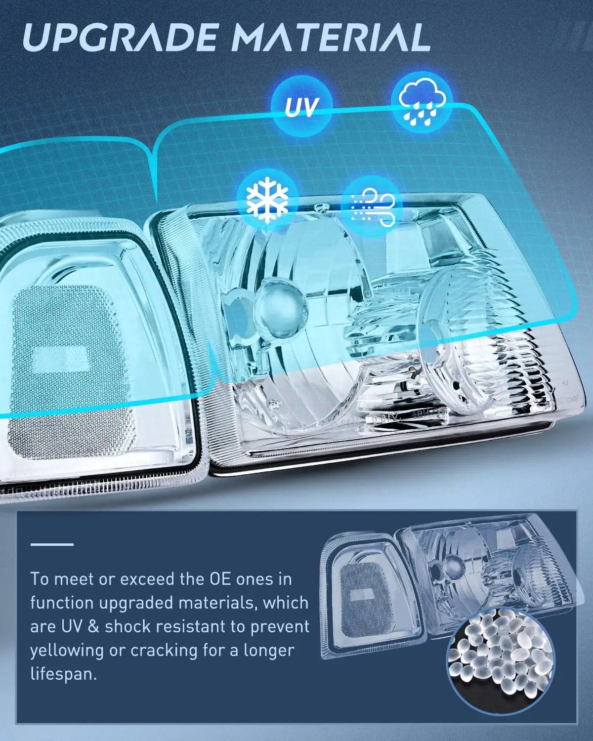 Headlight Assembly 2001 2002 2003 2004 2005 2006 2007 2008 2009 2010 2011 2011 Ford Ranger Headlight Assembly Chrome Case Clear Reflector