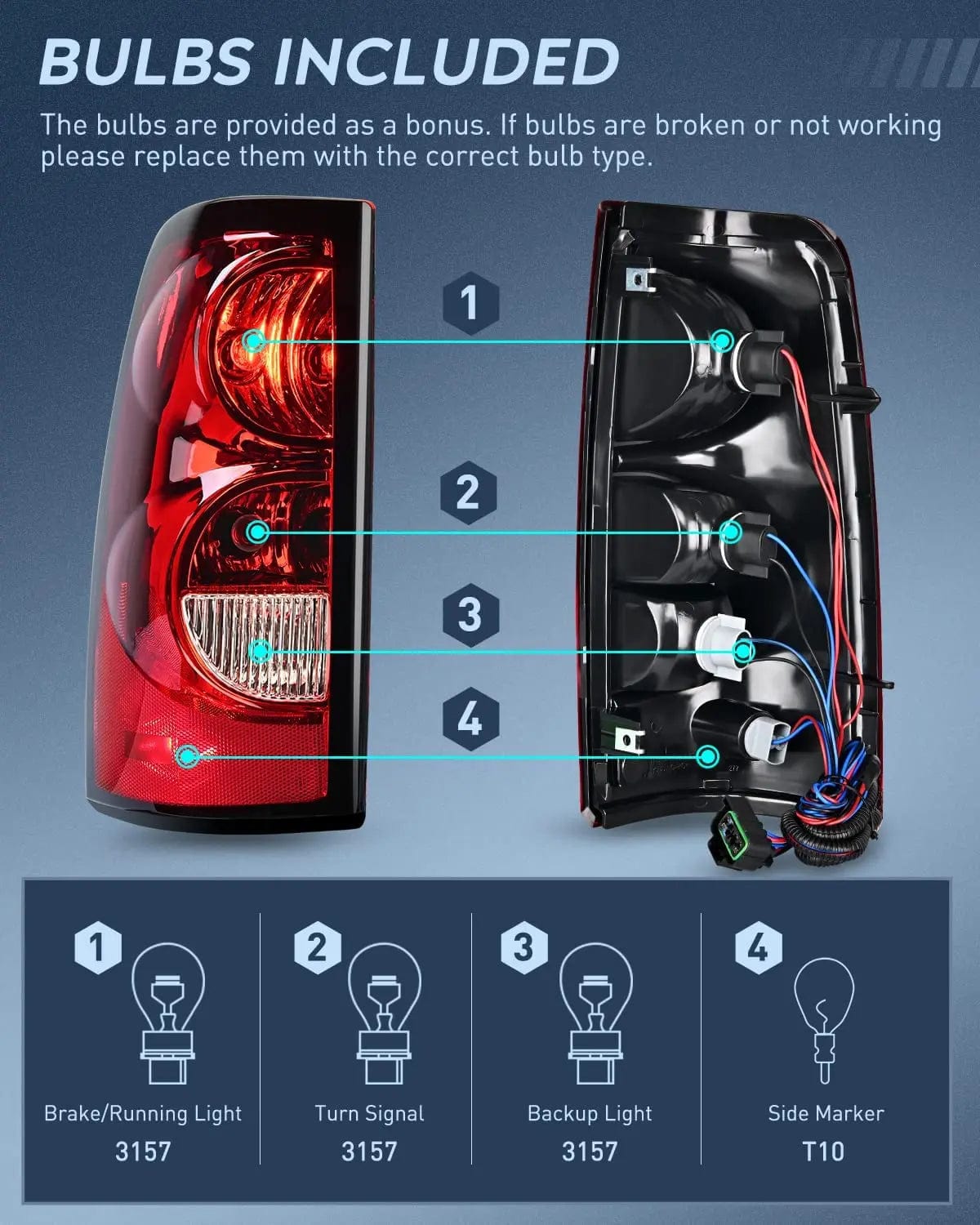 Taillight Assembly 2003 2004 2005 2006 Chevy Silverado 1500 1500HD 2500 2500HD 3500 2007 Chevy Silverado 1500 2500 3500 Classic Tail light Assembly Driver Side