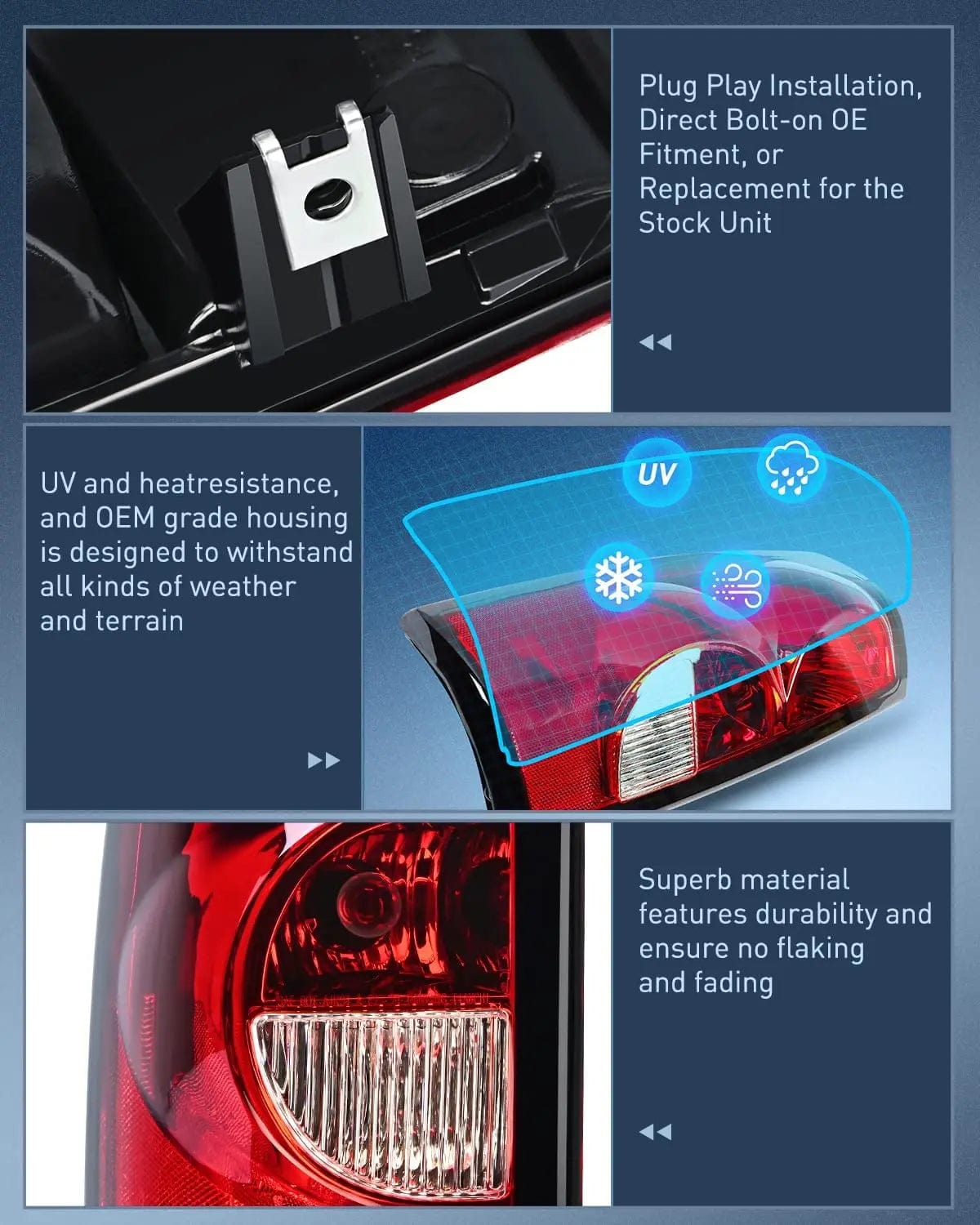 Taillight Assembly 2003 2004 2005 2006 Chevy Silverado 1500 1500HD 2500 2500HD 3500 2007 Chevy Silverado 1500 2500 3500 Classic Tail light Assembly Driver Side