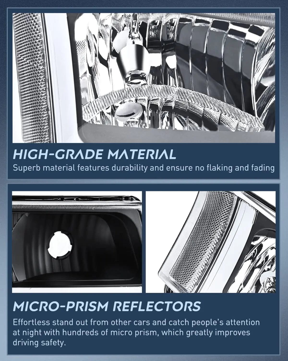 Headlight Assembly 2003 2004 2005 2006 2007 Chevy Silverado Avalanche 1500 2500 3500 Headlight Assembly Black Case Clear Reflector DRL