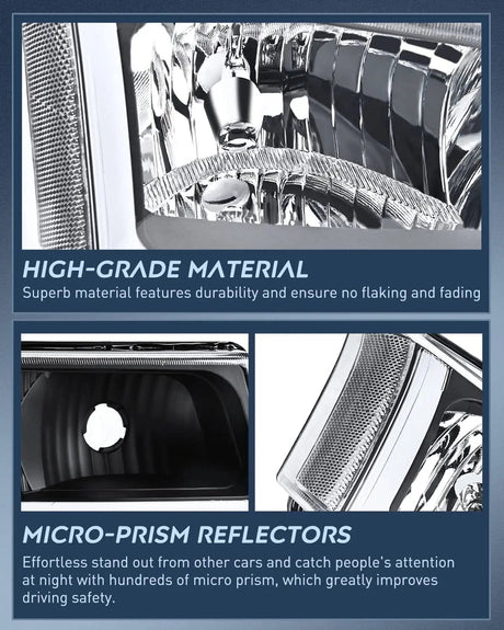 Headlight Assembly 2003 2004 2005 2006 2007 Chevy Silverado Avalanche 1500 2500 3500 Headlight Assembly Black Case Clear Reflector DRL