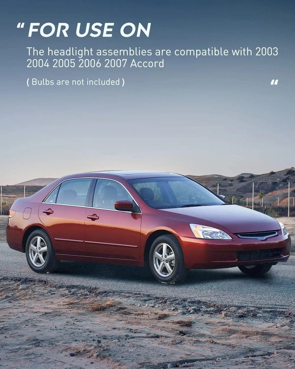Headlight Assembly 2003 2004 2005 2006 2007 Honda Accord Headlight Assembly Chrome Case Amber Reflector