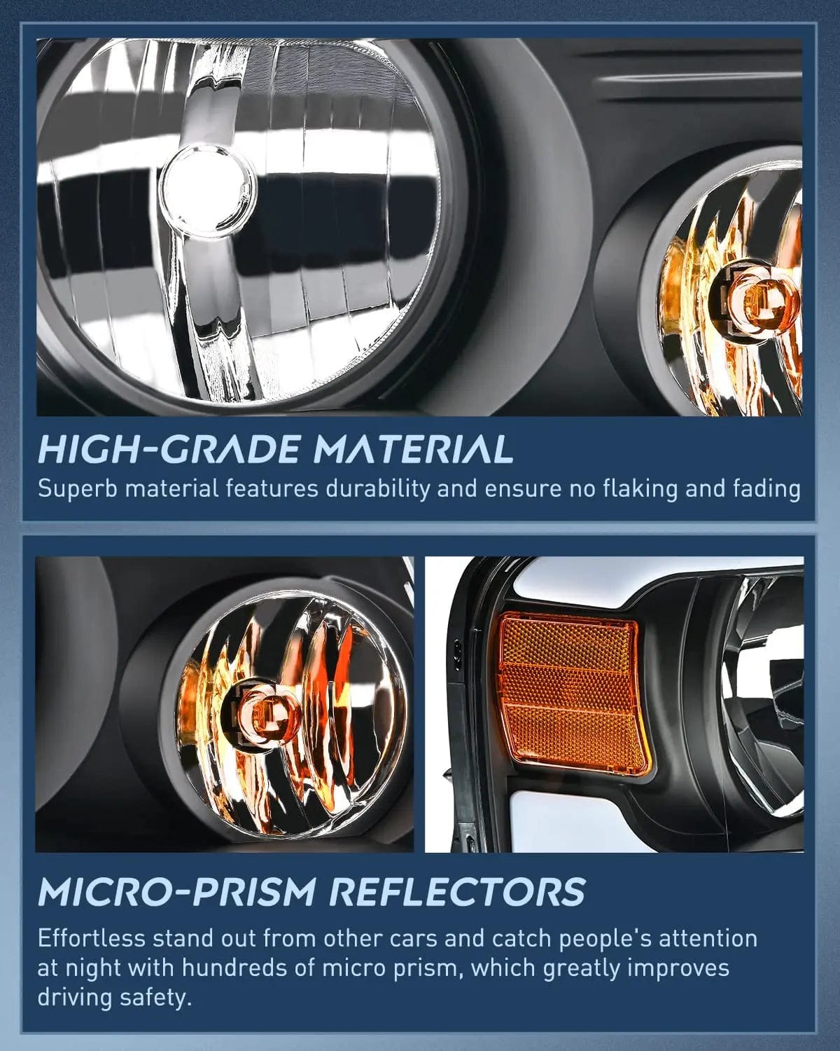 Headlight Assembly 2004 2005 2006 2007 2008 Ford F150 2006 2007 2008 Lincoln Mark LT Led DRL Headlight Assembly Black Case Amber Reflector