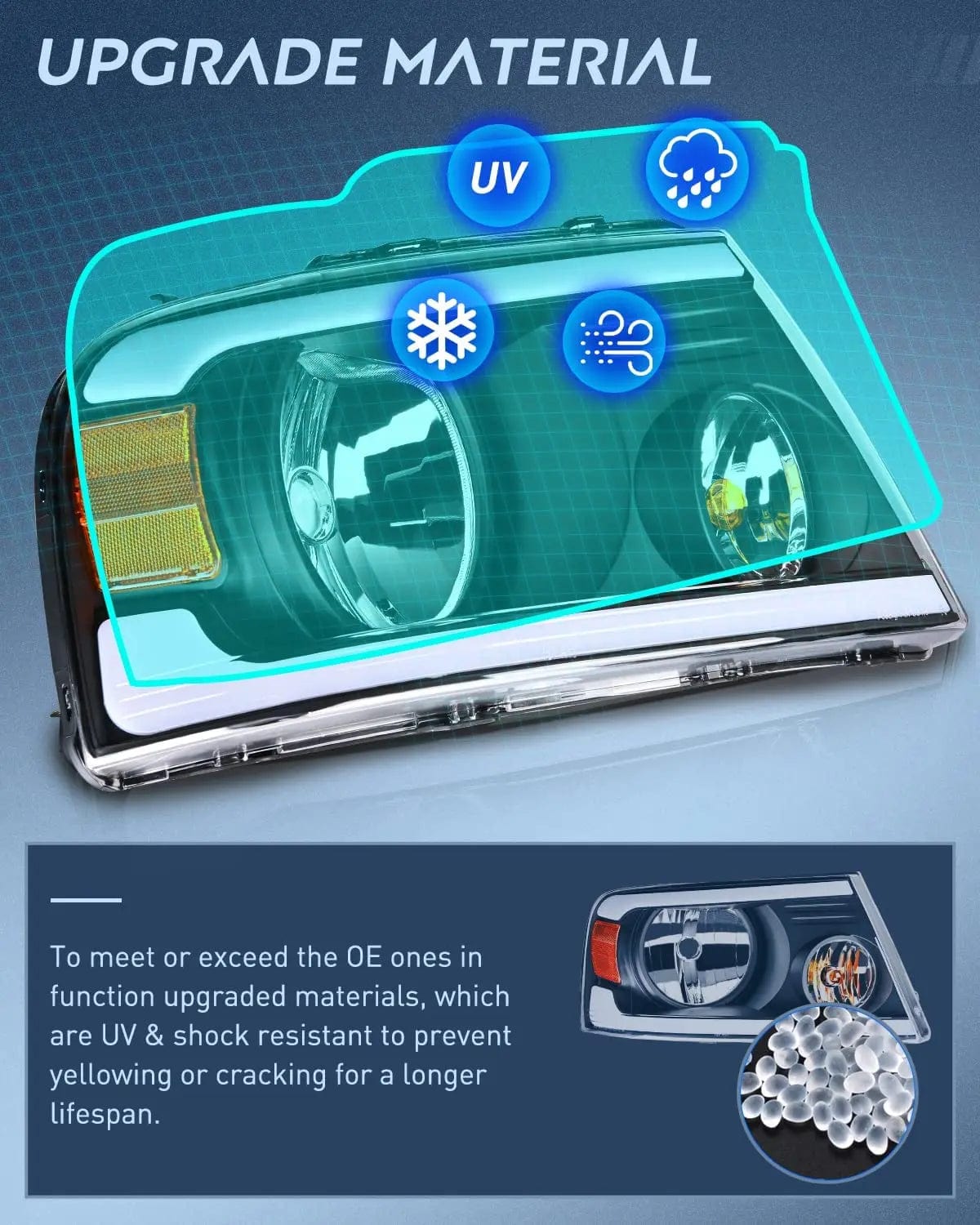 Headlight Assembly 2004 2005 2006 2007 2008 Ford F150 2006 2007 2008 Lincoln Mark LT Led DRL Headlight Assembly Black Case Amber Reflector