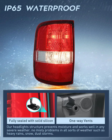 Taillight Assembly 2004 2005 2006 2007 2008 Ford F150 Taillight Assembly Rear Lamp Replacement OE Style Red Housing Driver Side