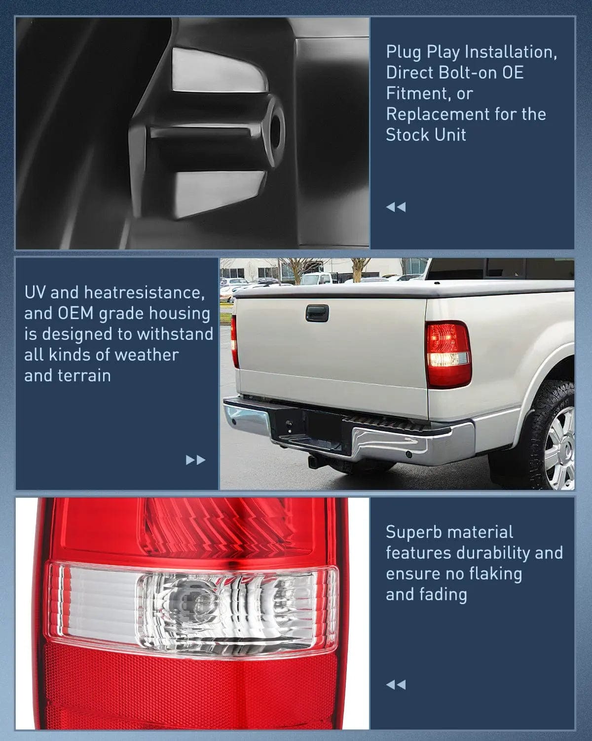 Taillight Assembly 2004 2005 2006 2007 2008 Ford F150 Taillight Assembly Rear Lamp Replacement OE Style Red Housing Driver Side