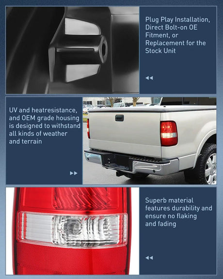 Taillight Assembly 2004 2005 2006 2007 2008 Ford F150 Taillight Assembly Rear Lamp Replacement OE Style Red Housing Driver Side