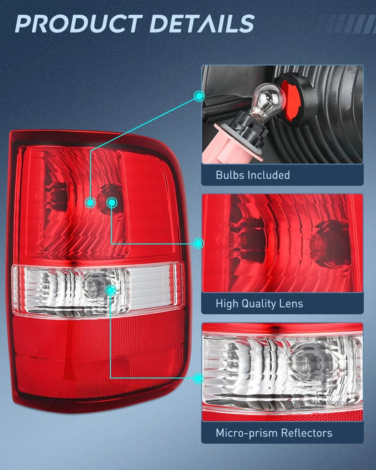 Taillight Assembly 2004 2005 2006 2007 2008 Ford F150 Taillight Assembly Rear Lamp Replacement OE Style Red Housing Passenger Side