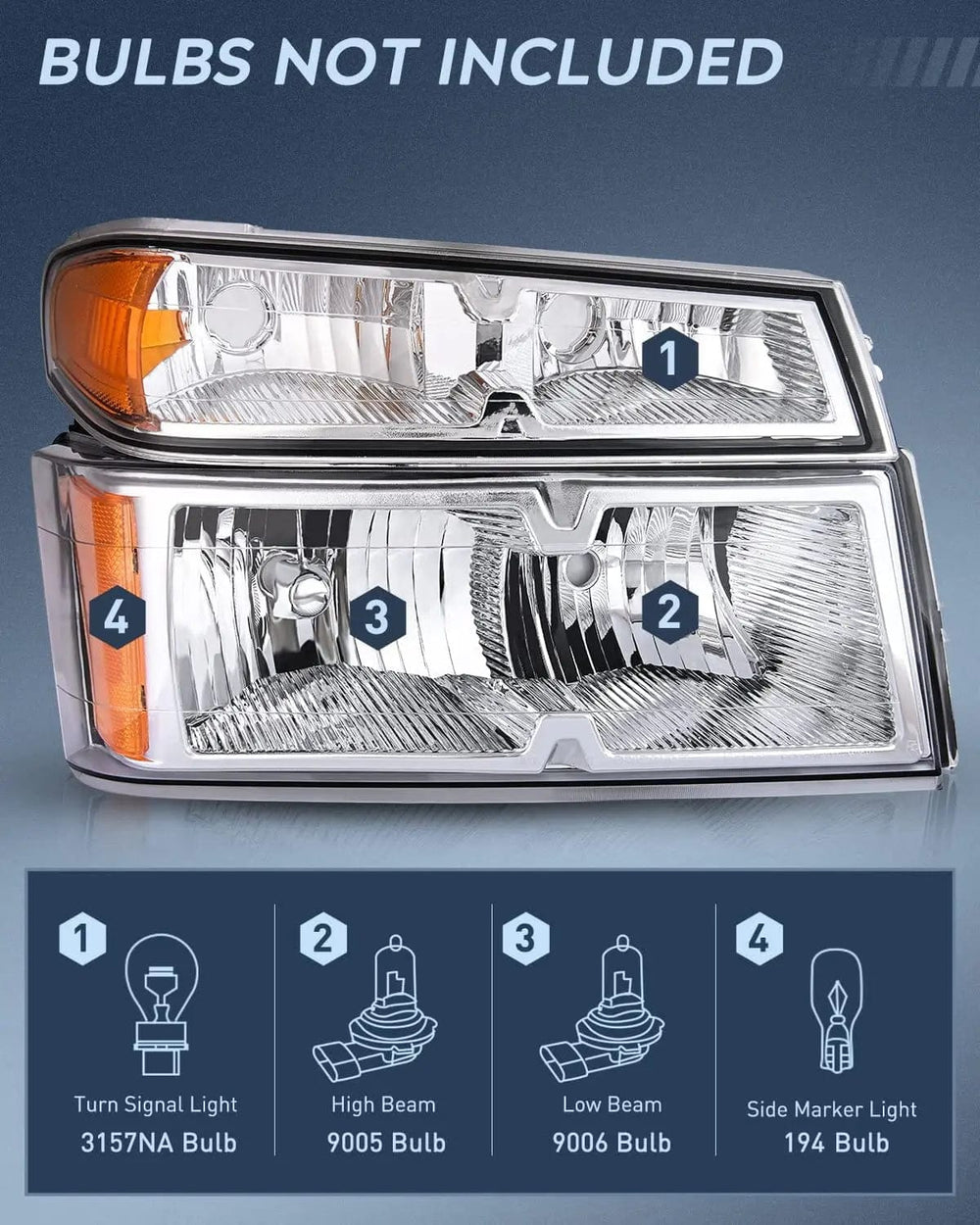 Headlight Assembly 2004 2005 2006 2007 2008 2009 2010 2011 2012 Chevy Colorado 2004 2005 2006 2007 2008 2009 2010 2011 2012 GMC Canyon 2006 2007 2008 Isuzu Headlight Assembly Chrome Case Clear Reflector