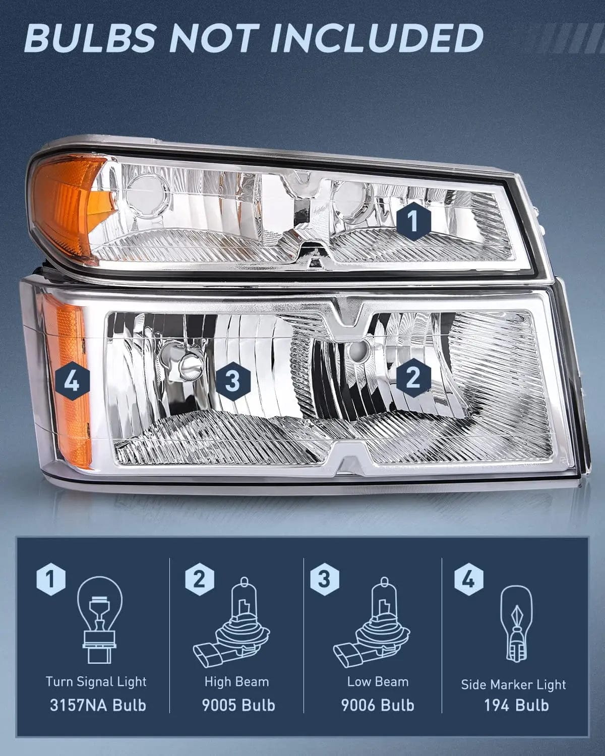 Headlight Assembly 2004 2005 2006 2007 2008 2009 2010 2011 2012 Chevy Colorado 2004 2005 2006 2007 2008 2009 2010 2011 2012 GMC Canyon 2006 2007 2008 Isuzu Headlight Assembly Chrome Case Clear Reflector