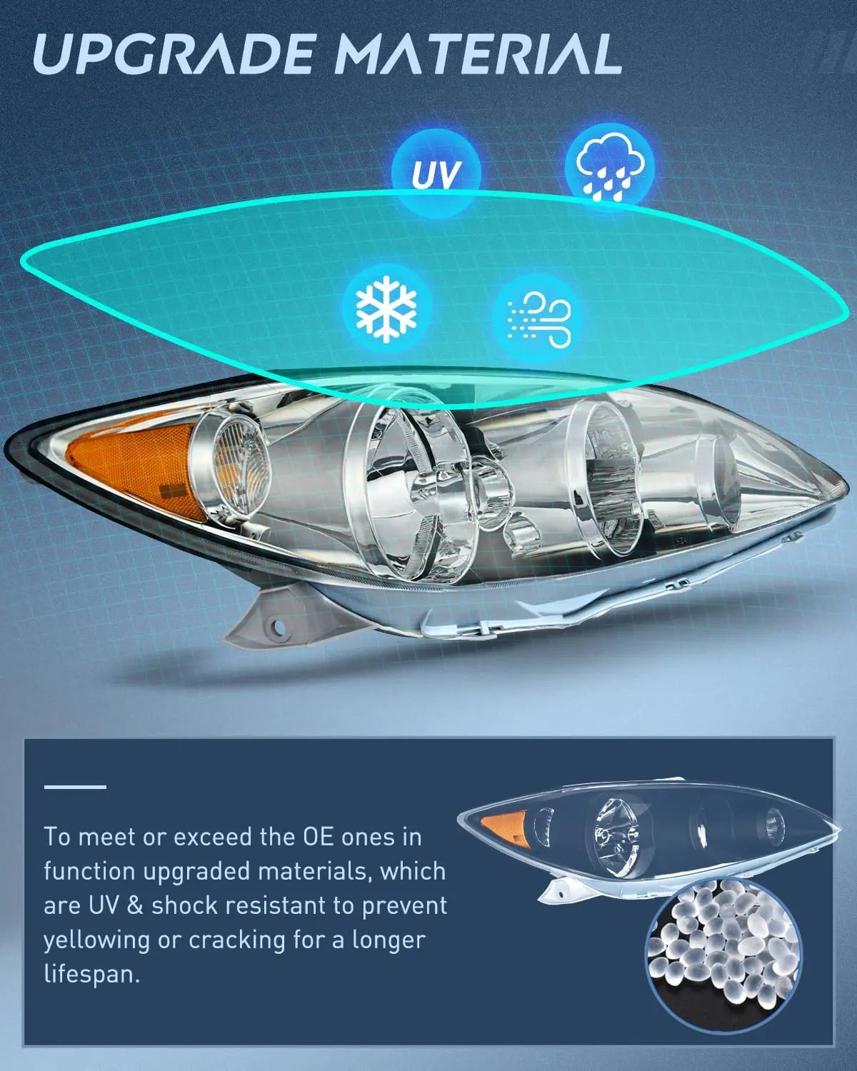 2005 2006 Toyota Camry LE XLE SE Headlight Assembly Chrome Case Amber Reflector Clear Lens Nilight