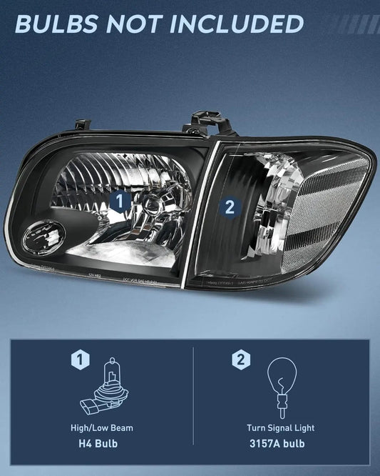 Headlight Assembly 2005 2006 Toyota Tundra 4 Door Double Crew Cab 2005 2006 2007 Sequoia Headlight Assembly Black Case Clear Reflector