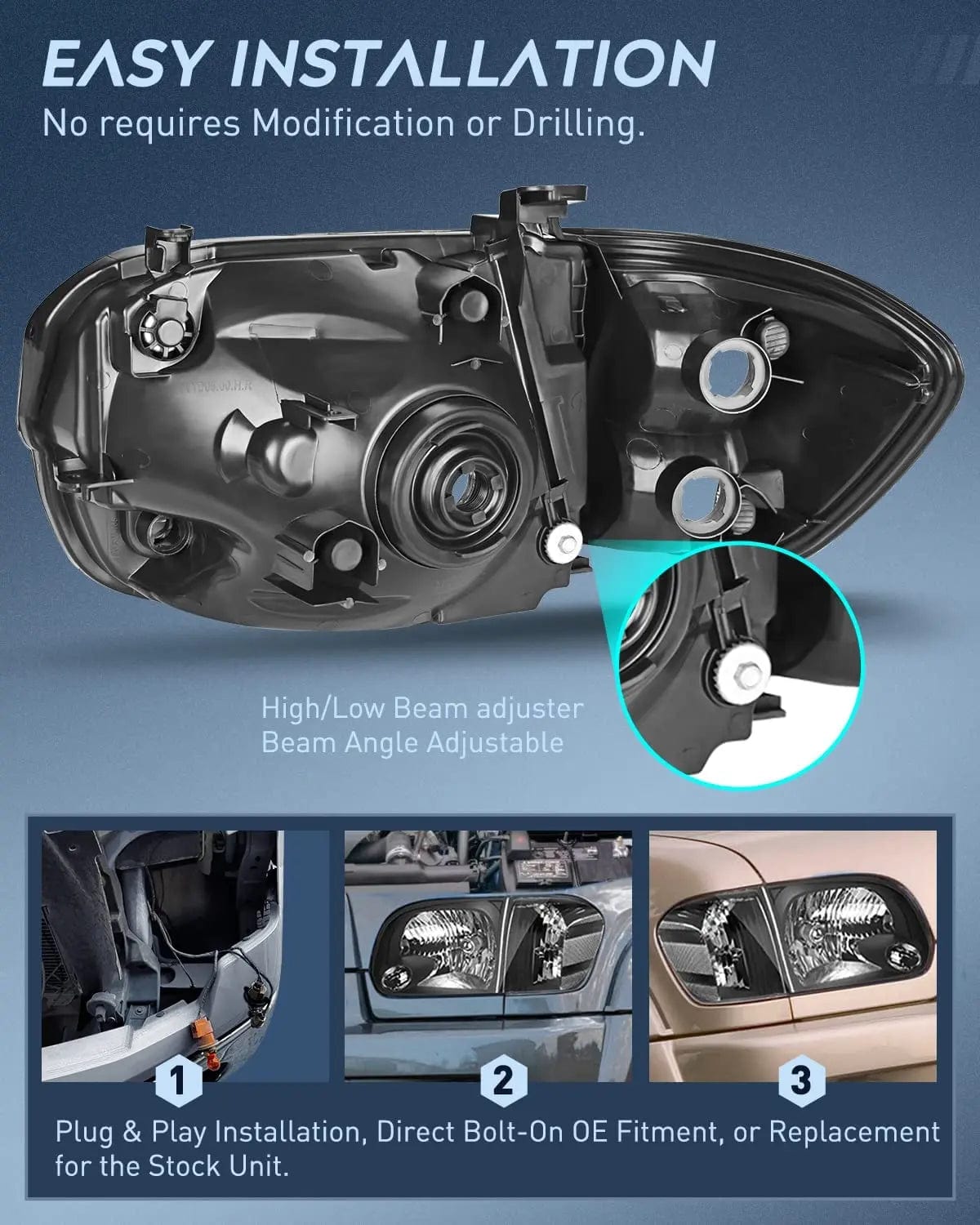 Headlight Assembly 2005 2006 Toyota Tundra 4 Door Double Crew Cab 2005 2006 2007 Sequoia Headlight Assembly Black Case Clear Reflector