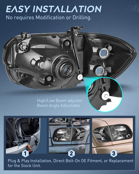 Headlight Assembly 2005 2006 Toyota Tundra 4 Door Double Crew Cab 2005 2006 2007 Sequoia Headlight Assembly Black Case Clear Reflector