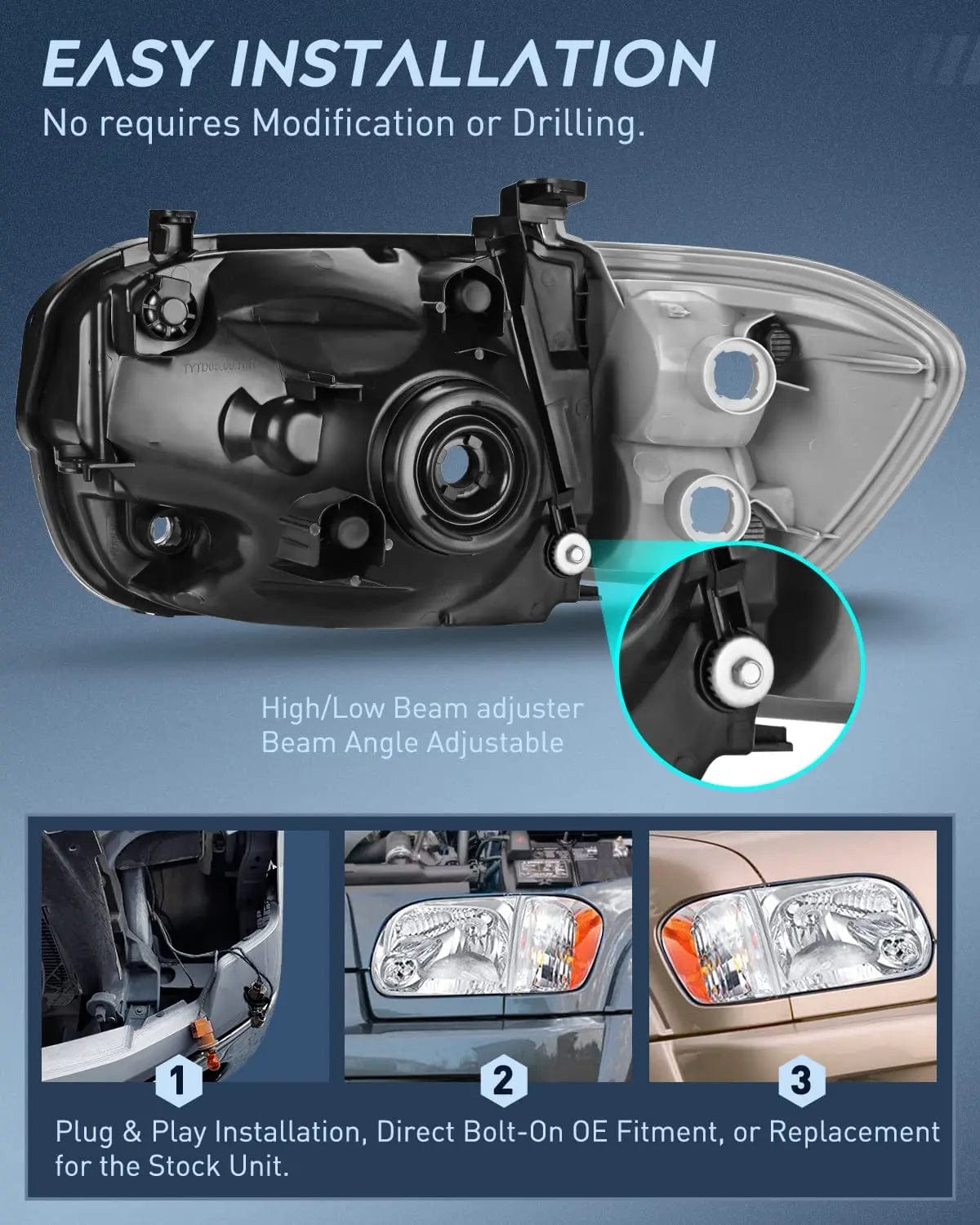 Headlight Assembly 2005 2006 Toyota Tundra 4 Door Double Crew Cab 2005 2006 2007 Sequoia Headlight Assembly Chrome Case Amber Reflector