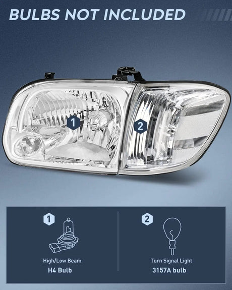 Headlight Assembly 2005 2006 Toyota Tundra 4 Door Double Crew Cab 2005 2006 2007 Sequoia Headlight Assembly Chrome Case Clear Reflector