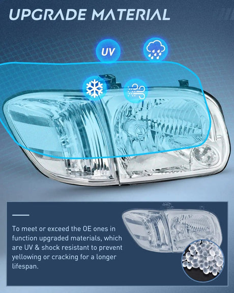 Headlight Assembly 2005 2006 Toyota Tundra 4 Door Double Crew Cab 2005 2006 2007 Sequoia Headlight Assembly Chrome Case Clear Reflector