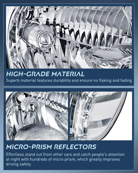 Headlight Assembly 2005 2006 Toyota Tundra 4 Door Double Crew Cab 2005 2006 2007 Sequoia Headlight Assembly Chrome Case Clear Reflector