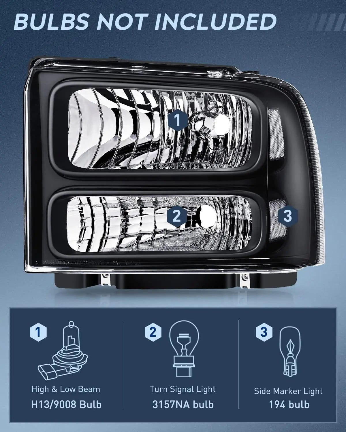 Headlight Assembly 2005-2007 F250 F350 F450 F550 Headlight Assembly Black Case Clear Reflector