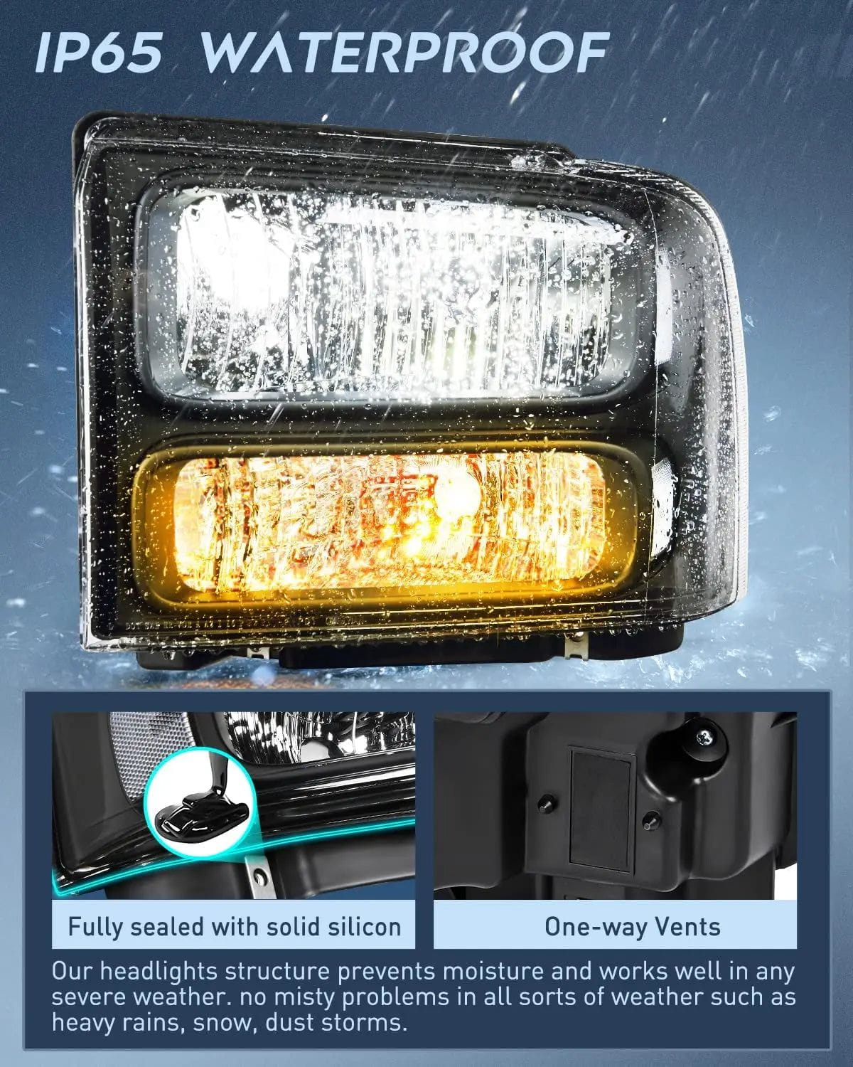 Headlight Assembly 2005-2007 F250 F350 F450 F550 Headlight Assembly Black Case Clear Reflector