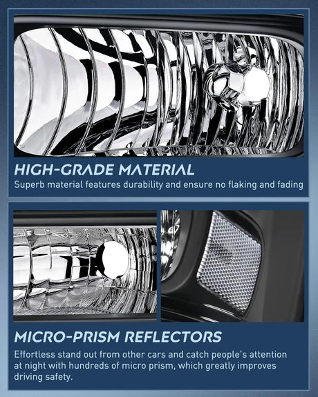 Headlight Assembly 2005-2007 F250 F350 F450 F550 Headlight Assembly Black Case Clear Reflector