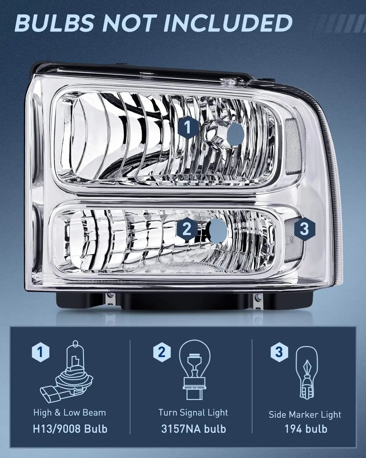 Headlight Assembly 2005-2007 F250 F350 F450 F550 Headlight Assembly Chrome Case Clear Reflector