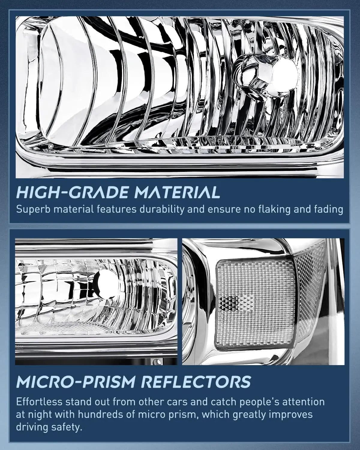 Headlight Assembly 2005-2007 F250 F350 F450 F550 Headlight Assembly Chrome Case Clear Reflector