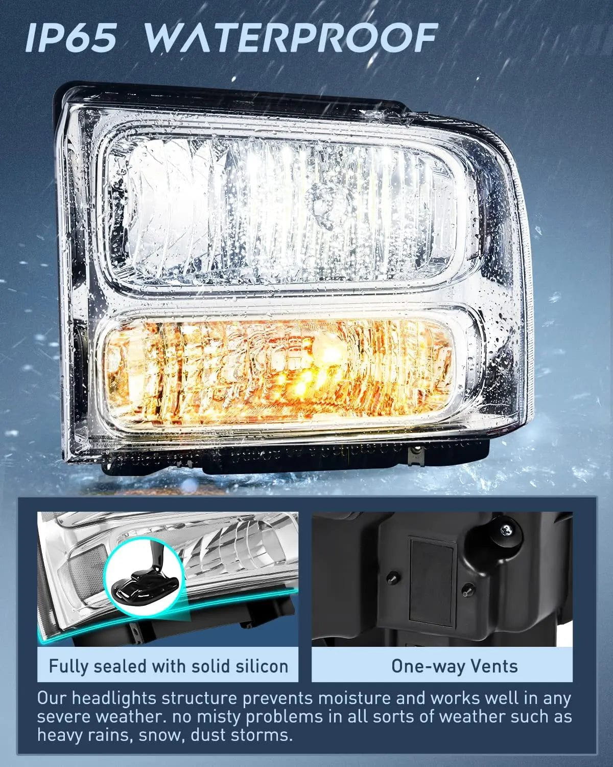 Headlight Assembly 2005-2007 F250 F350 F450 F550 Headlight Assembly Chrome Case Clear Reflector