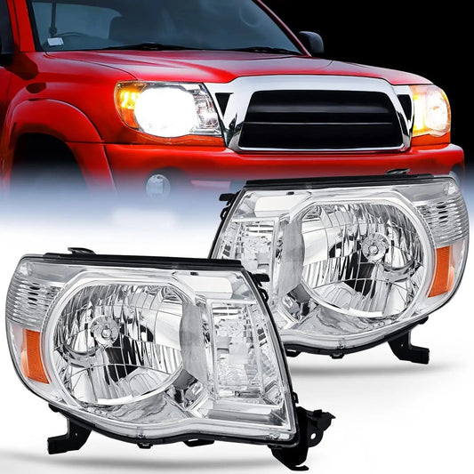 Headlight Assembly 2005 2006 2007 2008 2009 2010 2011 Toyota Tacoma Headlight Assembly Chrome Case Amber Reflector