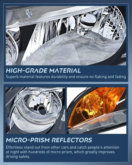 Headlight Assembly 2006-2011 Honda Civic Headlight Assembly Black Case Amber Reflector