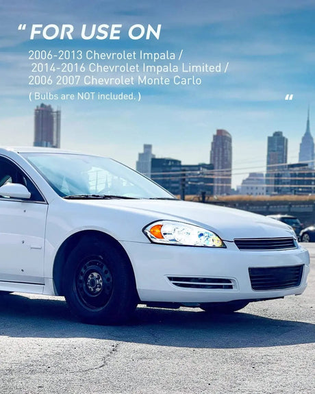 Headlight Assembly 2006 2007 2008 2009 2010 2011 2012 2013  Chevrolet Impala 2014 2015 2016 Impala Limited 2006 2007 Monte Carlo Headlight Assembly Chrome Case Amber Reflector