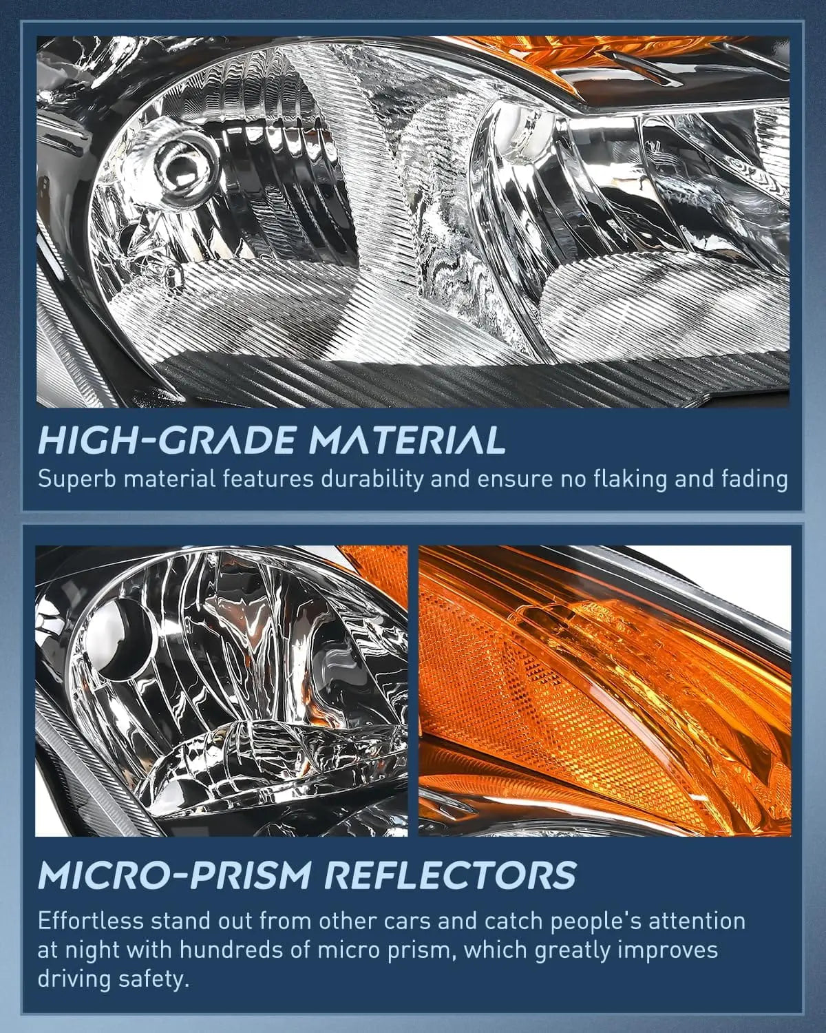 2007-2009 Nissan Altima 4Dr Sedan Headlight Assembly Black Housing Amber Reflector Clear Lens Nilight