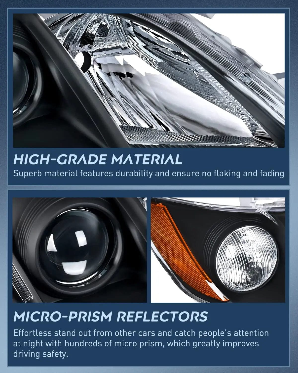 Headlight Assembly 2007 2008 2009 Toyota Camry Headlight Assembly Black Case Amber Reflector