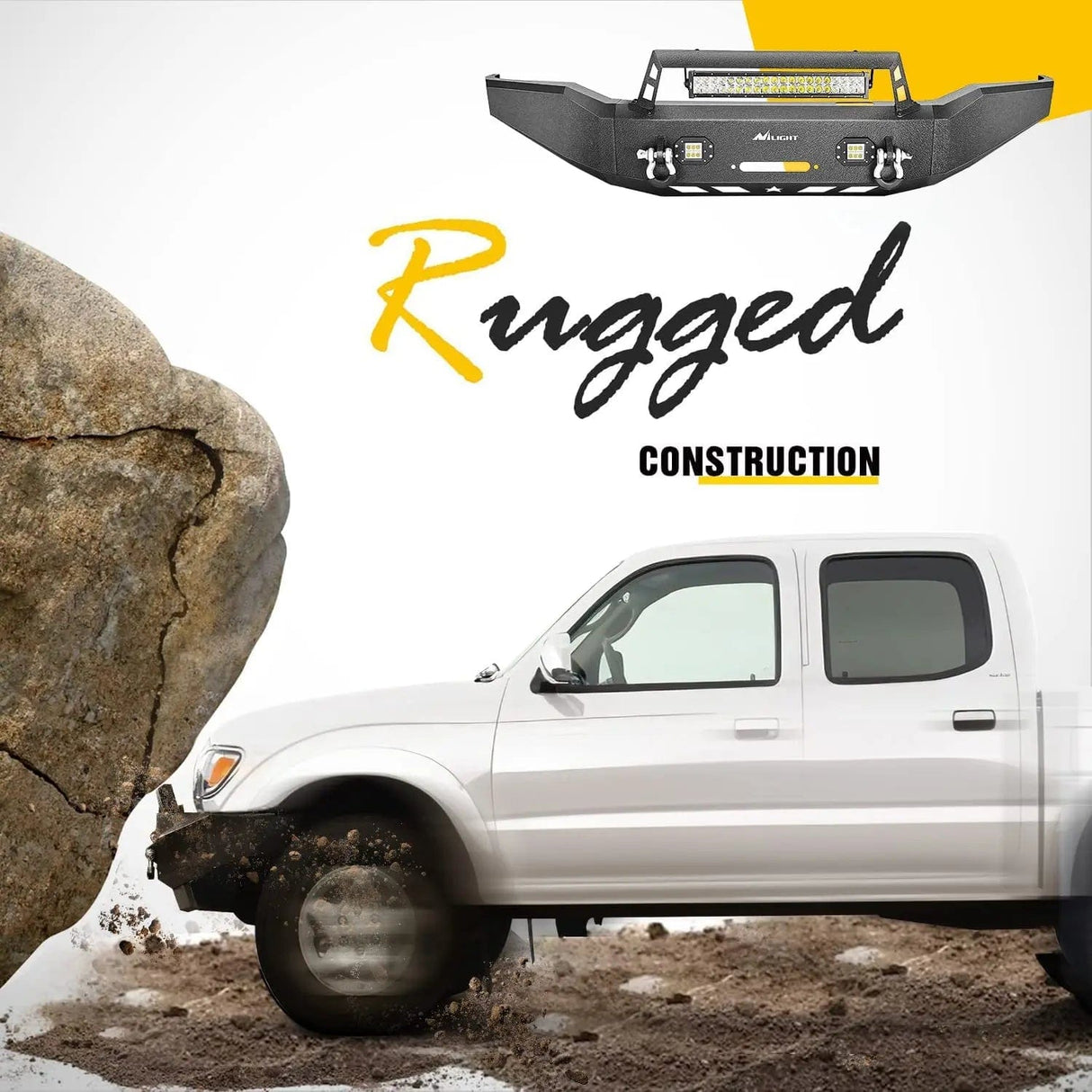 Front Bumper 2007 2008 2009 2010 2011 2012 2013 Toyota Tundra Front Bumper Full Width Solid Steel with Winch Plate 120W LED Light Bar 2Pcs 18W Light Pods